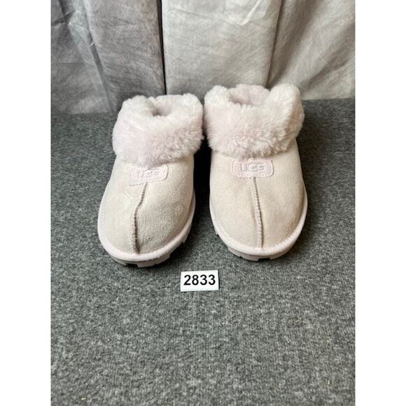 UGG Coquette Suede Signature Logo Detail Cold Weather Slippers, Pink Sz 12 - Picture 8 of 8